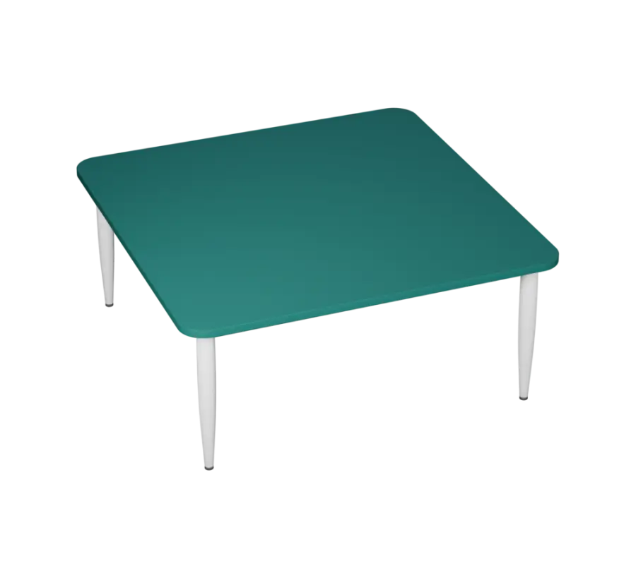PLAYFORM 26 modulární hravé stoly, výška 520 mm, kovová podnož bílá, deska 25 mm, jezerní modrá